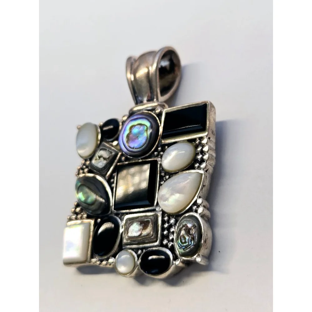 Vintage multi stones 925 sterling pendant